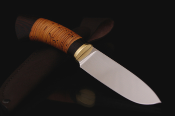 Нож "Чирок" кованая х12мф. Рукоять береста-венге, больстер латунь.